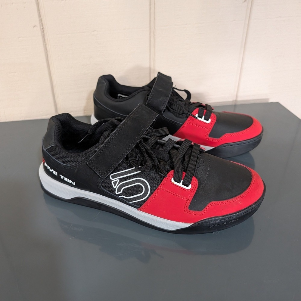 Five Ten Hellcat Mountain Bike Shoes Mens 11 Black Red Stealth C4 Clipless MTB